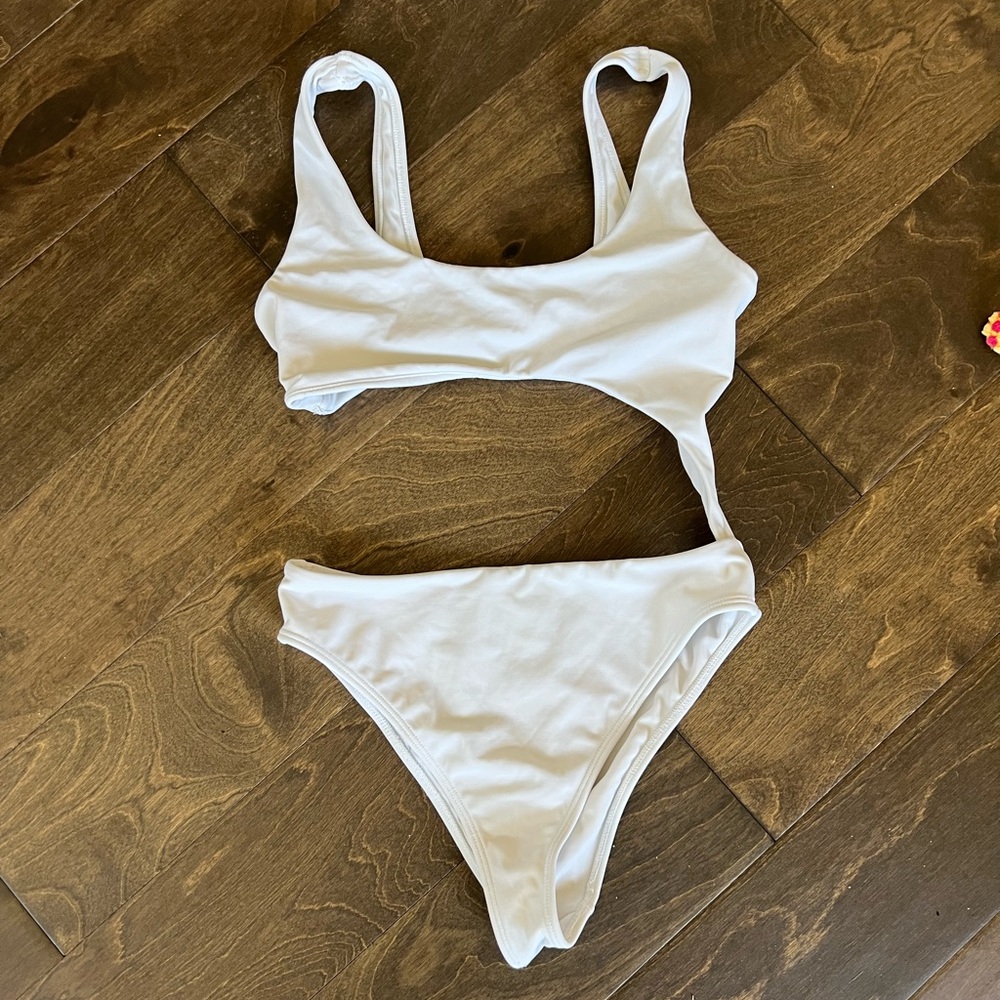 La Hearts White Cutout Swimsuit